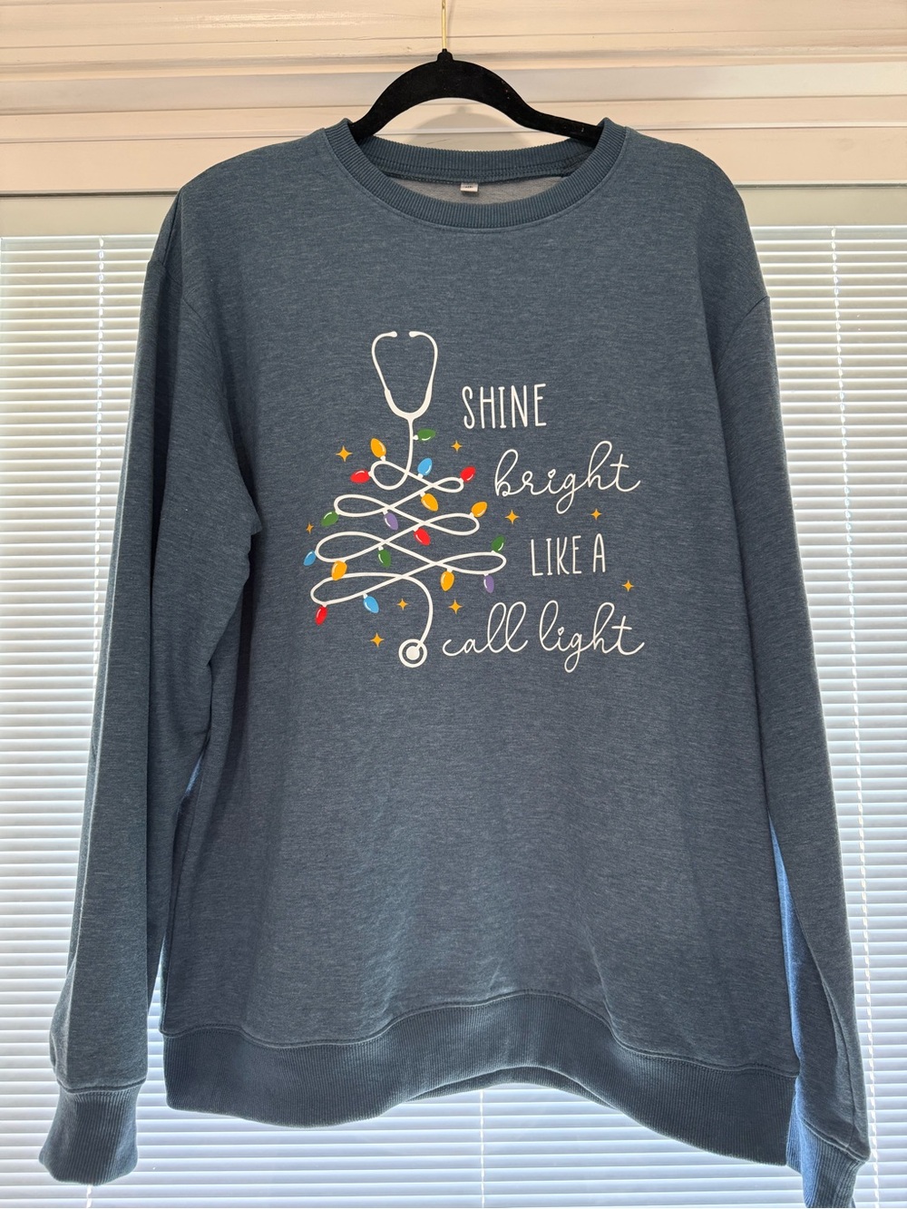 Shine Bright Graphic Crewneck Sweater - Heather Blue